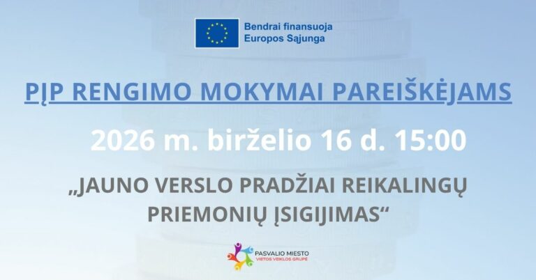 KVIEČIAME Į PĮP RENGIMO MOKYMUS PAREIŠKĖJAMS