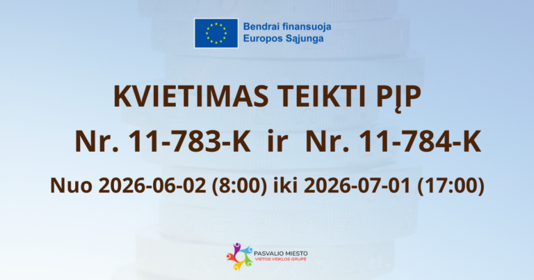 KVIEČIAME TEIKTI PROJEKTŲ ĮGYVENDINIMO PLANUS